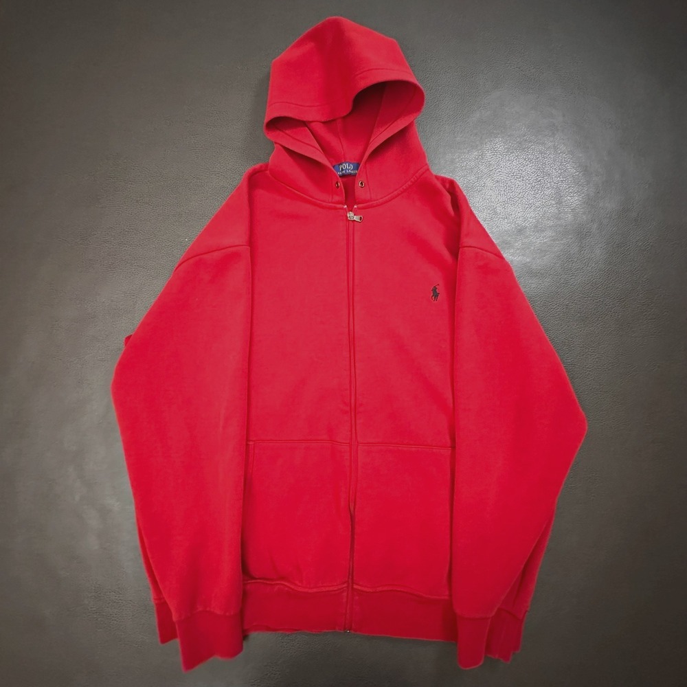 Polo Ralph Lauren Jacket Mens 2XLT Tall Red Full Zip Hoodie Casual Street Prep